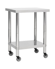 Table de travail de cuisine avec roues 80x45x85 cm Inox | Mobilier & Déco