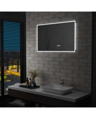 Miroir à LED et capteur tactile et affichage d'heure 100x60 cm | Mobilier & Déco