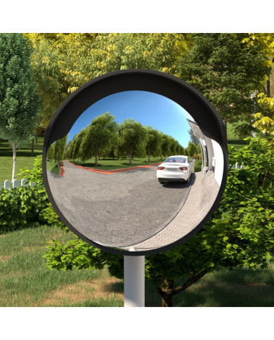 Miroir de traffic convexe d'extérieur Noir Ø45 cm Polycarbonate | Mobilier & Déco