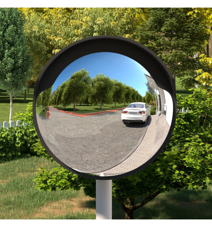 Miroir de traffic convexe d'extérieur Noir Ø45 cm Polycarbonate | Mobilier & Déco