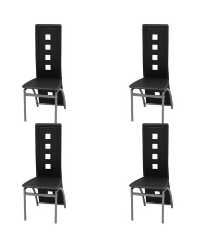 Chaises à manger lot de 4 noir similicuir | Mobilier & Déco