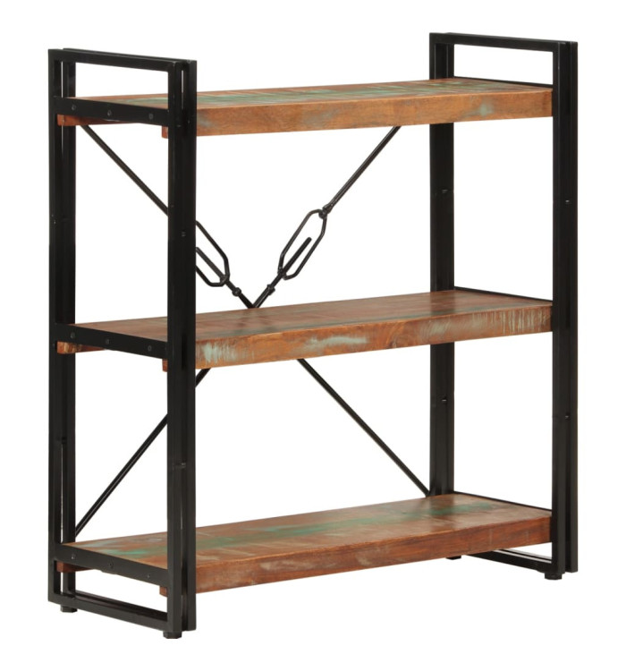Bibliothèque 3 niveaux 77x30x80 cm bois récupération massif/fer | Mobilier & Déco