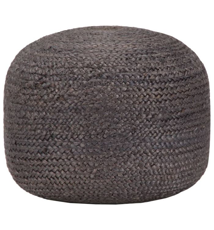Pouf fait à la main Gris foncé 45 x 30 cm Jute | Mobilier & Déco