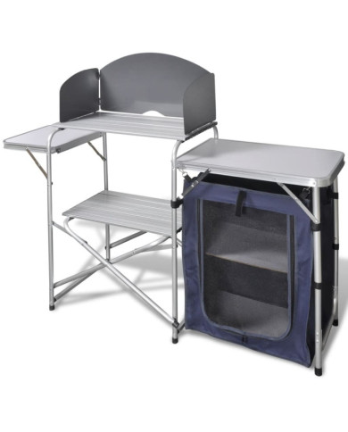 Unité de cuisine de camping pliable avec pare-vent Aluminium | Mobilier & Déco