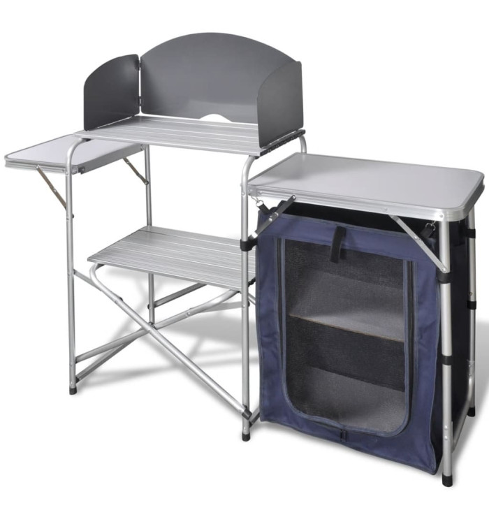 Unité de cuisine de camping pliable avec pare-vent Aluminium | Mobilier & Déco