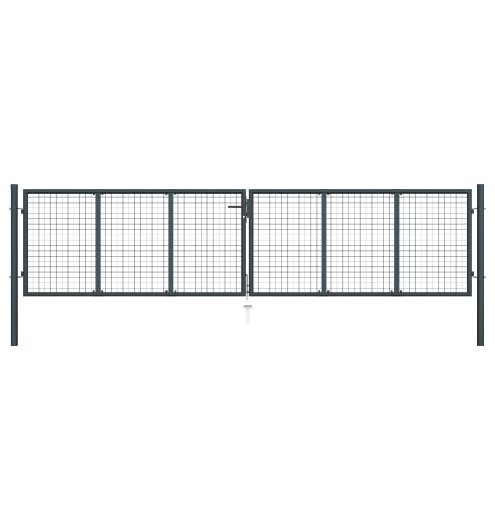 Portail en maille de jardin Acier galvanisé 400 x 125 cm Gris | Mobilier & Déco