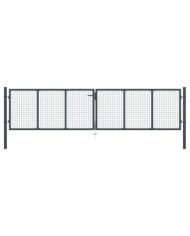 Portail en maille de jardin Acier galvanisé 400 x 125 cm Gris | Mobilier & Déco