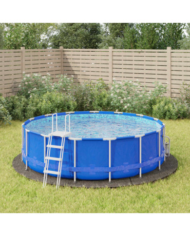 Bâche de piscine gris clair Ø396 cm géotextile polyester | Mobilier & Déco