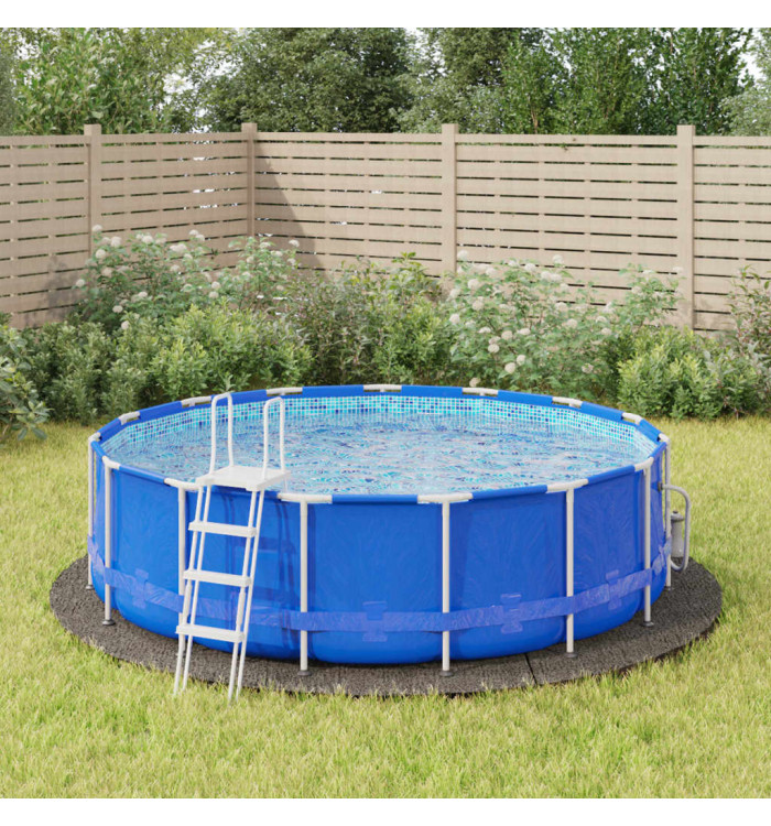 Bâche de piscine gris clair Ø396 cm géotextile polyester | Mobilier & Déco
