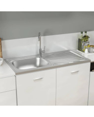 Jeu d'évier de cuisine et égouttoir argenté 1000x500x155mm inox | Mobilier & Déco