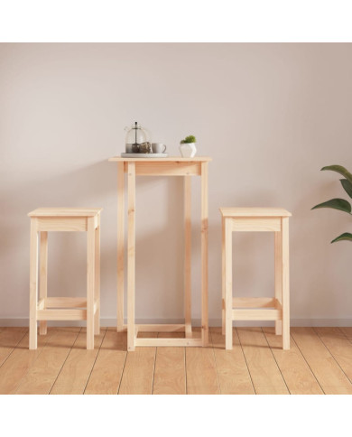 Ensemble de bar 3 pcs Bois de pin massif | Mobilier & Déco