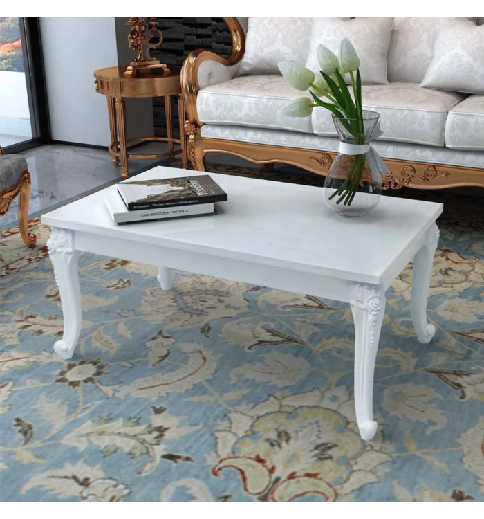 Table basse 100x60x42 cm Blanc brillant | Mobilier & Déco