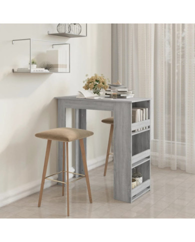 Table de bar avec rangement sonoma gris bois d'ingénierie | Mobilier & Déco
