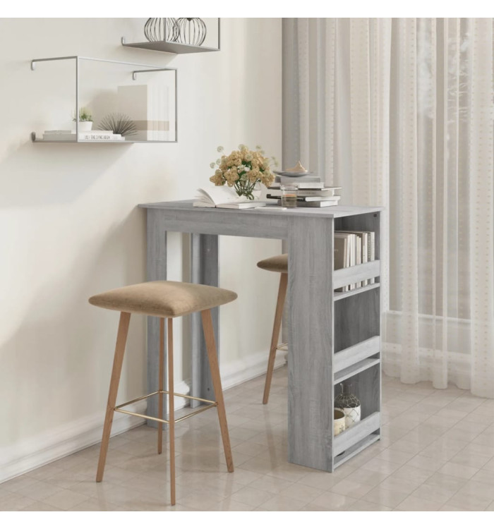 Table de bar avec rangement sonoma gris bois d'ingénierie | Mobilier & Déco