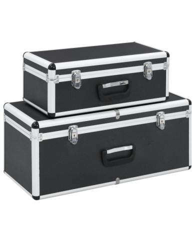 Boîtes de rangement 2 pcs Noir Aluminium | Mobilier & Déco