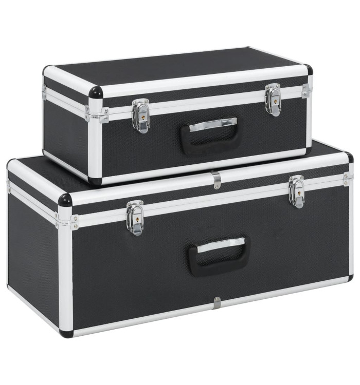 Boîtes de rangement 2 pcs Noir Aluminium | Mobilier & Déco