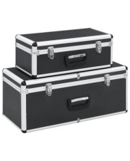 Boîtes de rangement 2 pcs Noir Aluminium | Mobilier & Déco