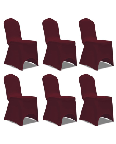 Housse bordeaux extensible pour chaise 6 pièces | Mobilier & Déco