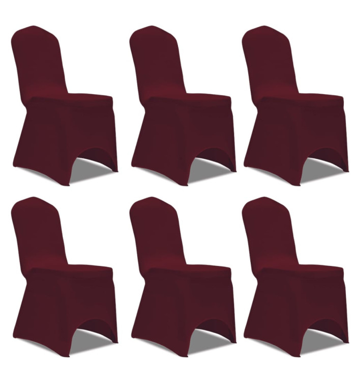 Housse bordeaux extensible pour chaise 6 pièces | Mobilier & Déco