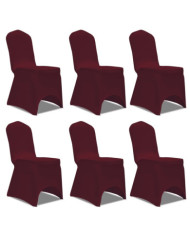 Housse bordeaux extensible pour chaise 6 pièces | Mobilier & Déco