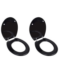 Sièges de toilette avec couvercles 2 pcs MDF Noir | Mobilier & Déco