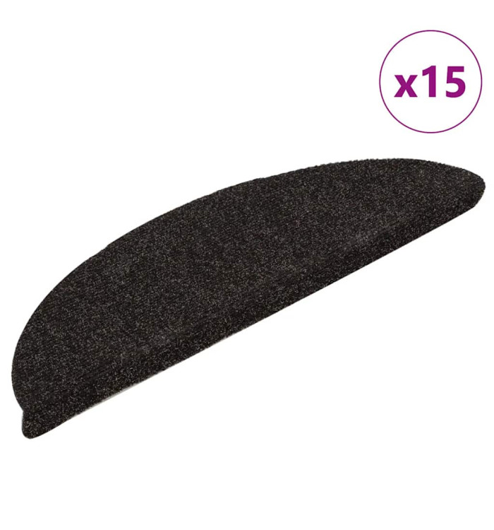 Tapis d'escalier autocollants 15pcs Marron 65x21x4cm Aiguilleté | Mobilier & Déco