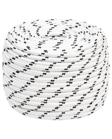 Corde de bateau tressé Blanc 14 mmx25 m Polyester | Mobilier & Déco