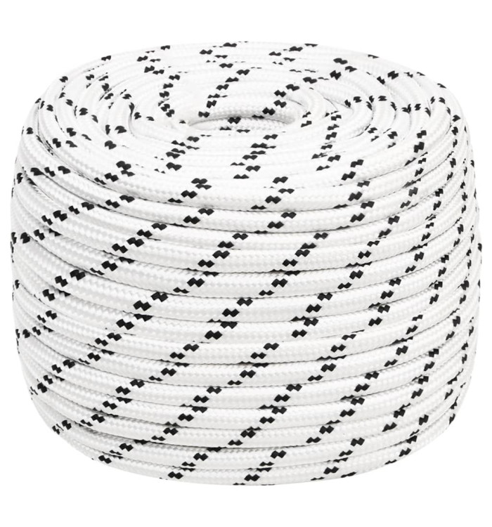Corde de bateau tressé Blanc 14 mmx25 m Polyester | Mobilier & Déco