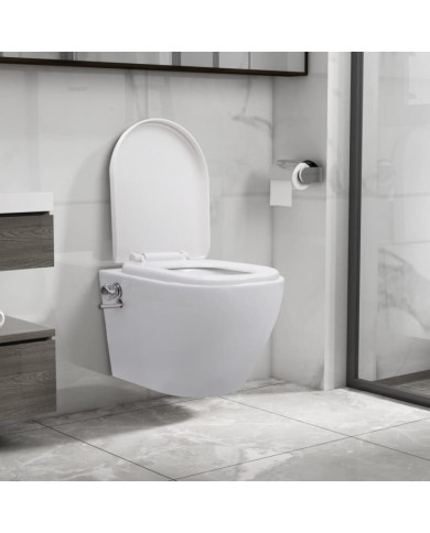 Toilette murale sans bord à fonction de bidet Céramique Blanc | Mobilier & Déco
