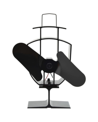 Ventilateur de poêle alimenté par chaleur 2 pales Noir | Mobilier & Déco