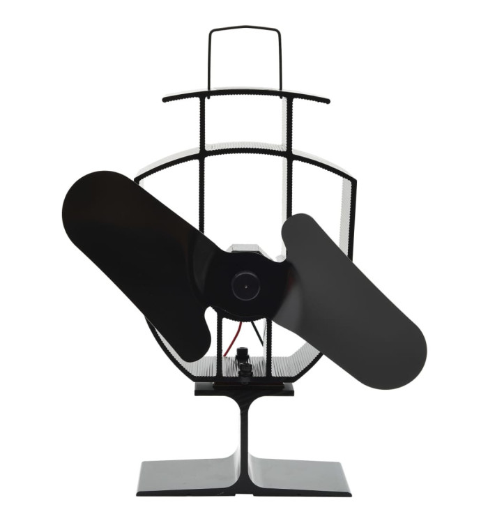 Ventilateur de poêle alimenté par chaleur 2 pales Noir | Mobilier & Déco