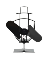 Ventilateur de poêle alimenté par chaleur 2 pales Noir | Mobilier & Déco