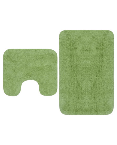 Jeu de tapis de salle de bain 3 pcs Tissu Vert | Mobilier & Déco