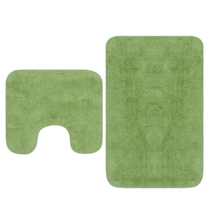 Jeu de tapis de salle de bain 3 pcs Tissu Vert | Mobilier & Déco