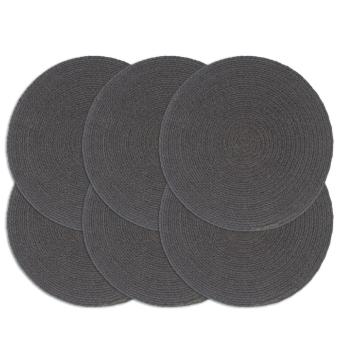 Napperons 6 pcs Gris foncé Plain 38 cm Rond Coton | Mobilier & Déco