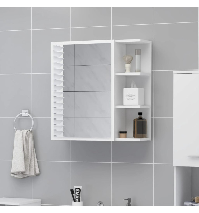 Armoire à miroir de salle de bain Blanc Bois d’ingénierie | Mobilier & Déco