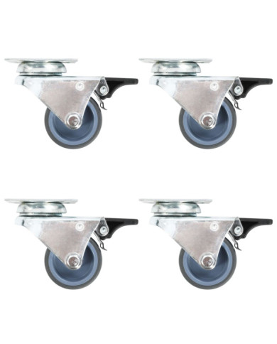 Roulettes pivotantes doubles à double frein 4 pcs 50 mm | Mobilier & Déco