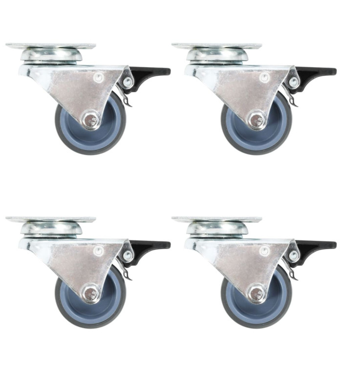 Roulettes pivotantes doubles à double frein 4 pcs 50 mm | Mobilier & Déco