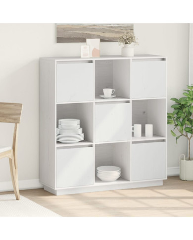 Buffet Blanc 110,5x35x117 cm Bois massif de pin | Mobilier & Déco