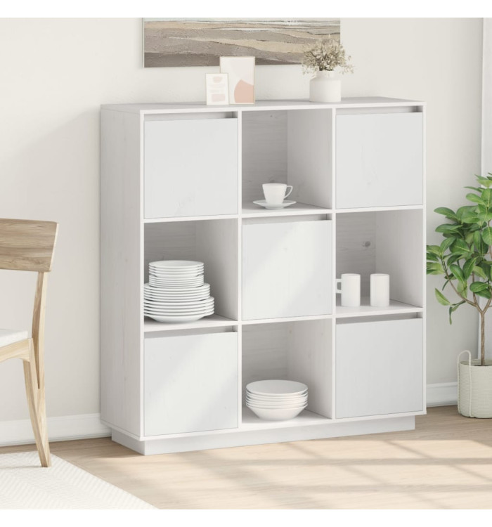 Buffet Blanc 110,5x35x117 cm Bois massif de pin | Mobilier & Déco