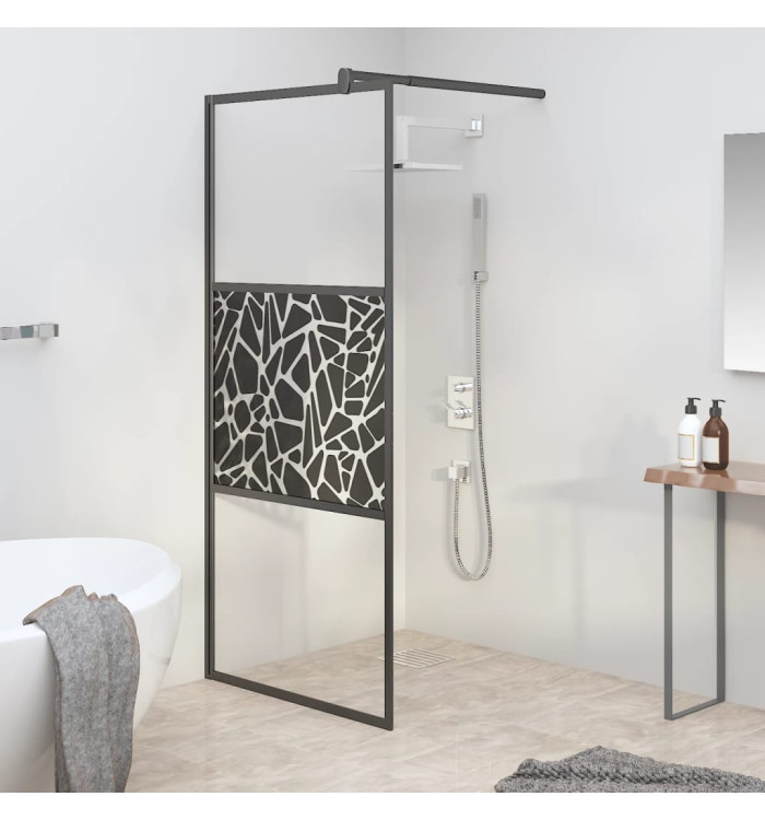 Paroi de douche 80x195 cm Verre ESG avec design de pierre Noir | Mobilier & Déco
