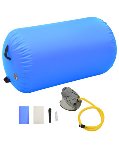 Rouleau gonflable de gymnastique avec pompe 100x60 cm PVC Bleu | Mobilier & Déco
