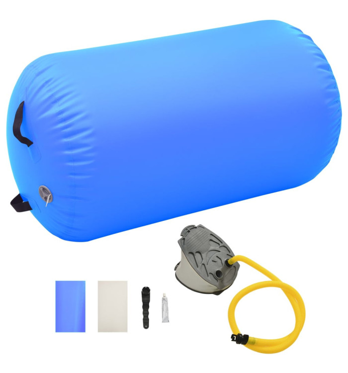 Rouleau gonflable de gymnastique avec pompe 100x60 cm PVC Bleu | Mobilier & Déco