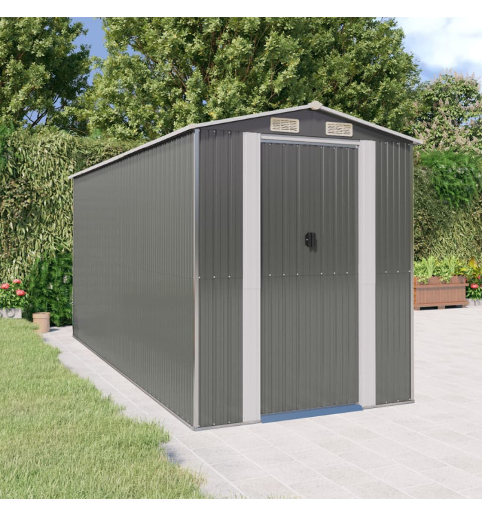 Abri de jardin Gris clair 192x440x223 cm Acier galvanisé | Mobilier & Déco
