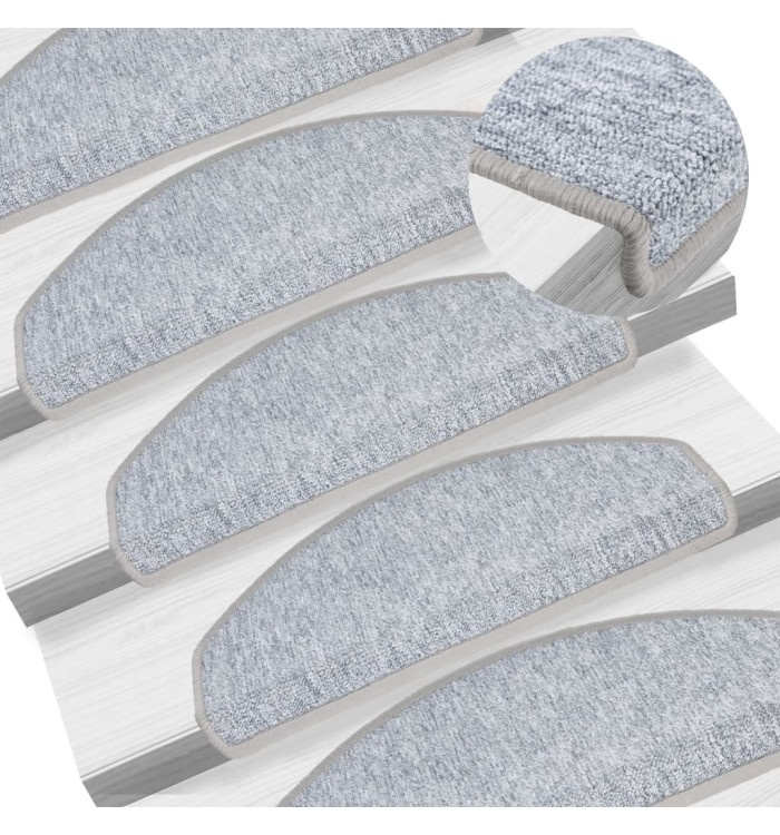 Tapis d'escalier 15 pcs Gris clair 65 x 24 x 4 cm | Mobilier & Déco