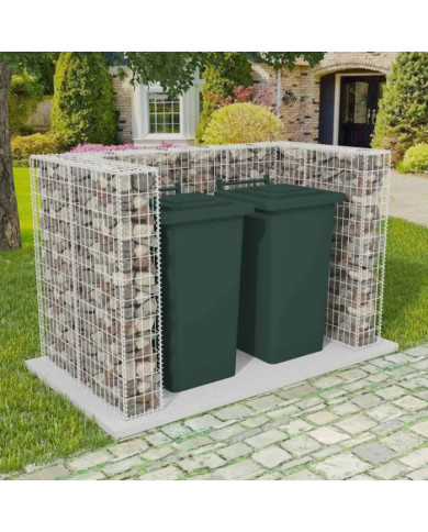 Cadre à gabion de poubelle double Acier 180 x 100 x 120 cm | Mobilier & Déco