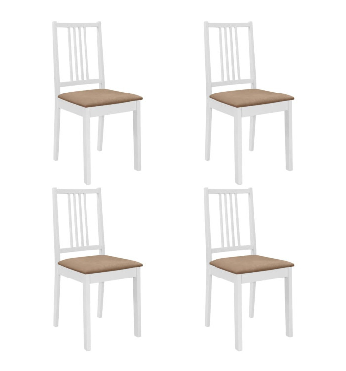 Chaises à manger avec coussins lot de 4 blanc bois solide | Mobilier & Déco