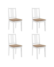 Chaises à manger avec coussins lot de 4 blanc bois solide | Mobilier & Déco