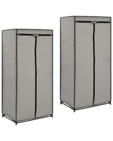 2 pcs Garde-robes Gris 75x50x160 cm | Mobilier & Déco