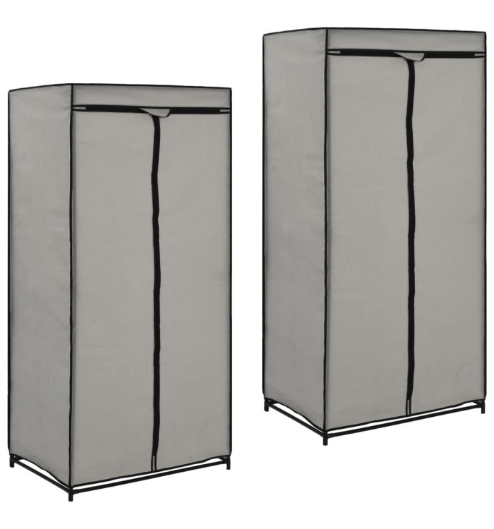 2 pcs Garde-robes Gris 75x50x160 cm | Mobilier & Déco